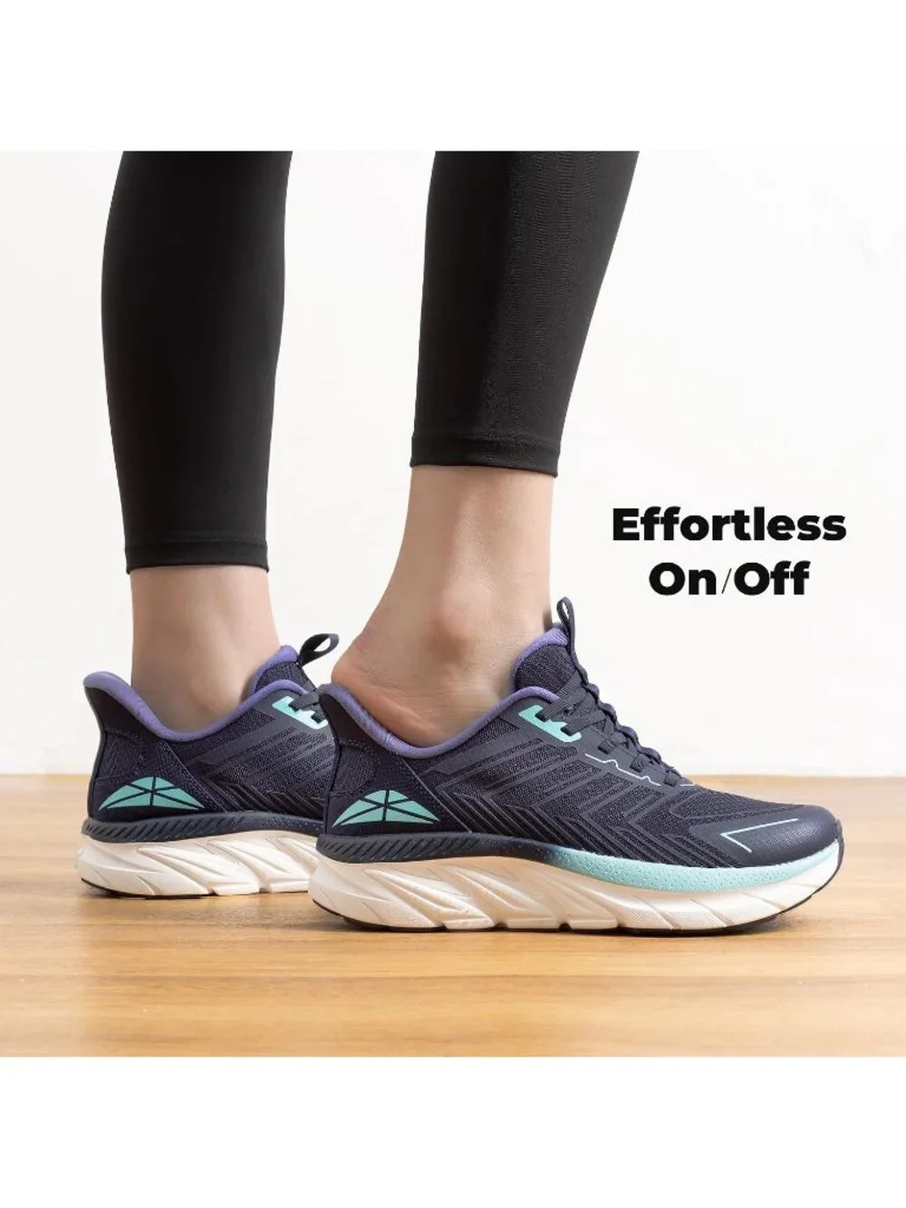 Women's Blue Walking Shoes Non Slip Pull On Round Toe Athletic Tennis Sneakers